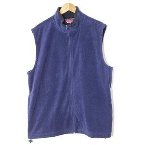 Hunt Club Vintage Blue Fleece Full Zip Vest Top Drawstring Waist Pockets Sz XL